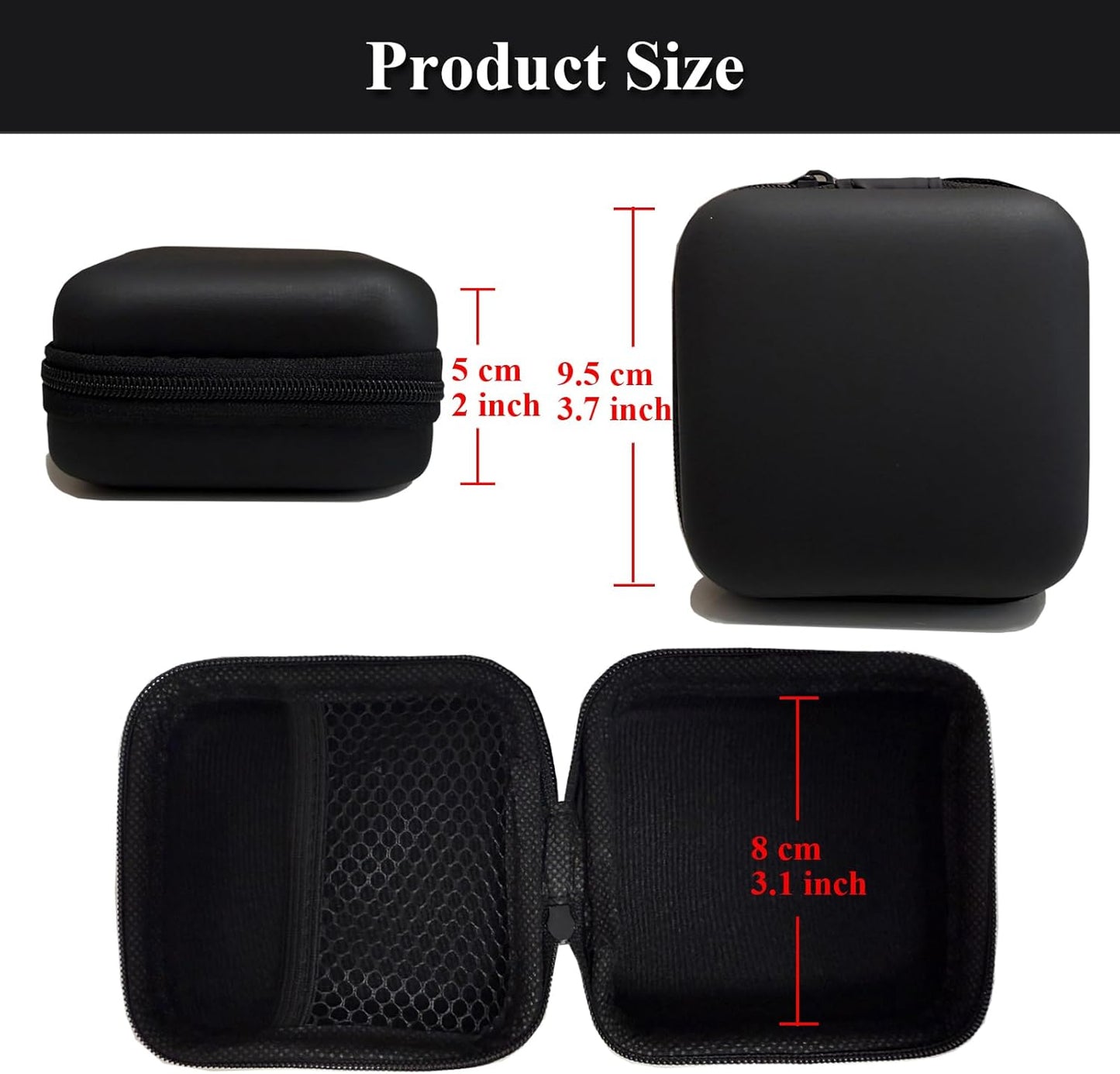 Charger Case,Mini Cable Organizer Cases,Pouch Case Bag,Small Charger Organizer,Waterproof Travel Storage Carrying Bag for USB Drives,Power Adapter,Earphones,Cords etc,Square,Black