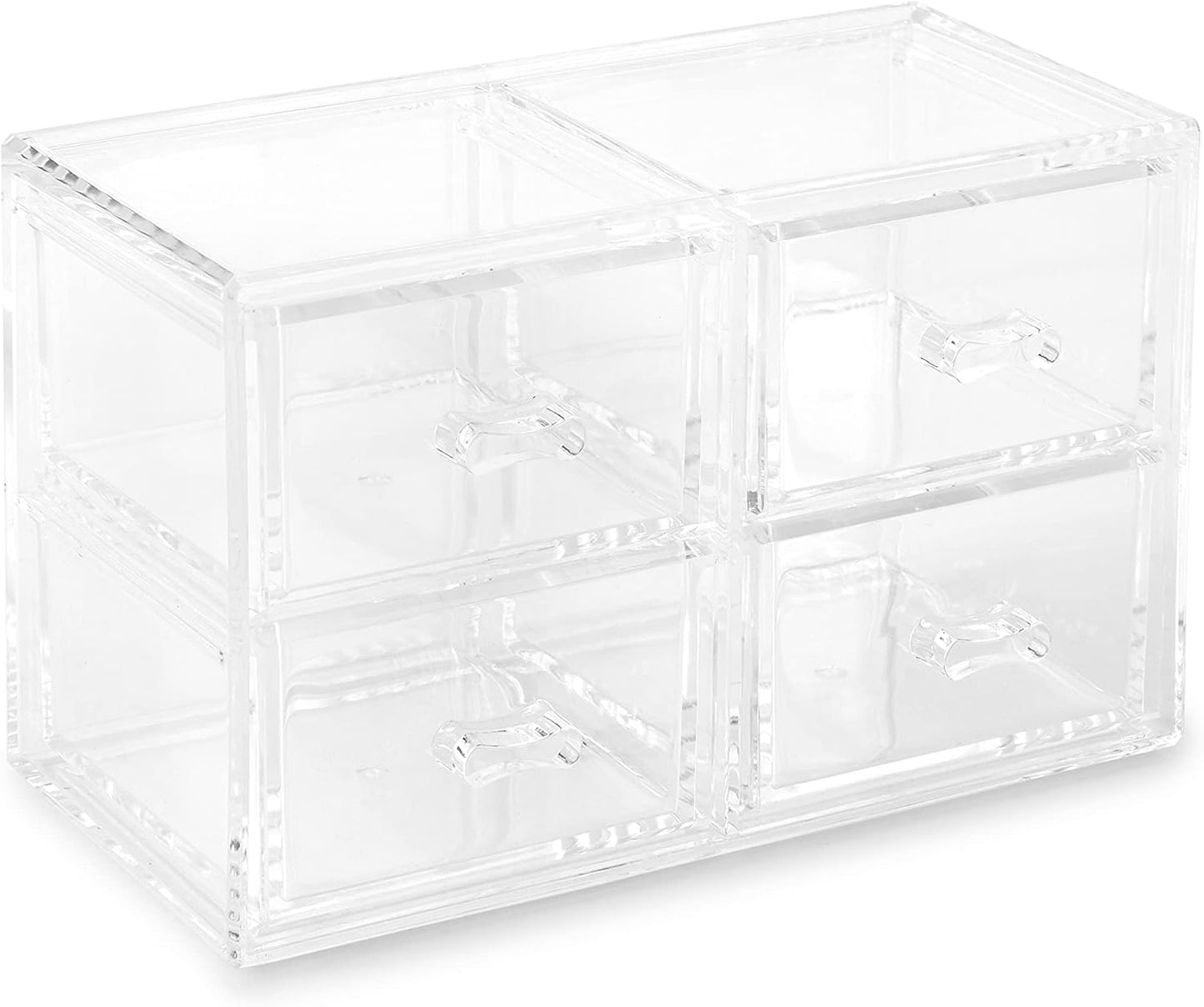 Huang Acrylic Clear Stackable Upright 3-Drawer Organizer, Makeup Jewelry Accessories Cosmetic Countertop Storage Display 3.5 x 3.25 x 5.75 inches
