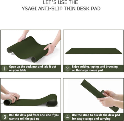 YSAGi Non-Slip Leather Desk Pad, Waterproof Laptop Computer Desk Keyboard Mat, Table Protector Blotter Mat, Large Mouse Pad for Office/Work/Home/Decor(Black, 31.5" x 15.7")