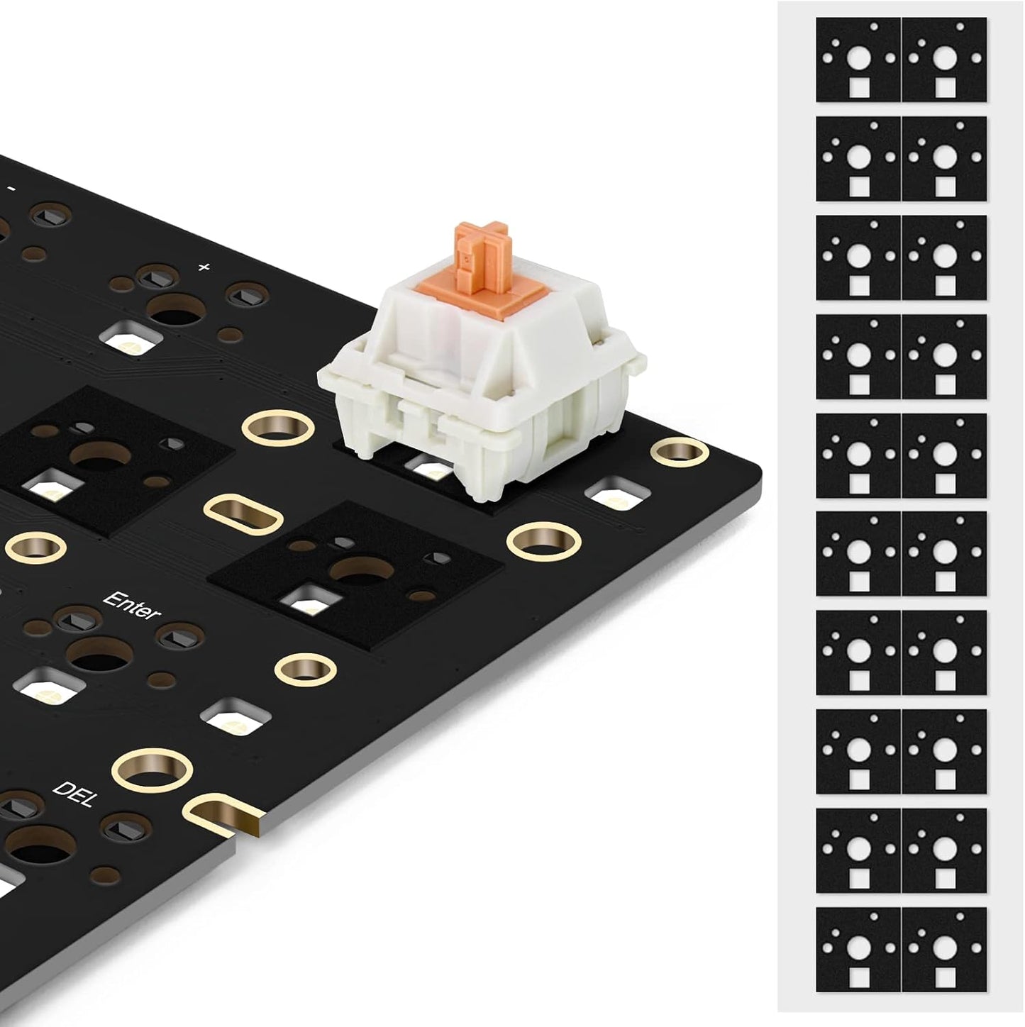 RUNJRX Keyboard PE Switch Pads 0.5mm Thick for 61/64/87/100/104/108 Hot Swap 120Pcs,White