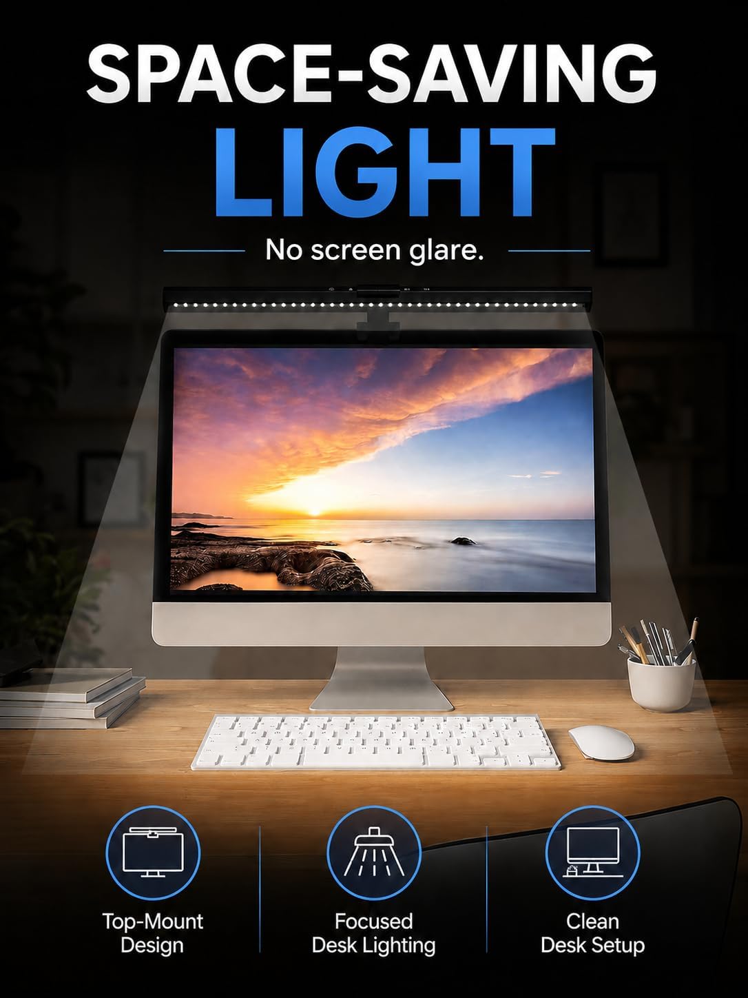 Laptop Monitor Light Bar, USB e-Reading LED Task Lamp, 3 Adjustable Color Temperature, 10 Dimming Brightness Levels, No Screen Glare, Space Saving, Eye Health Care, Portable for Travel