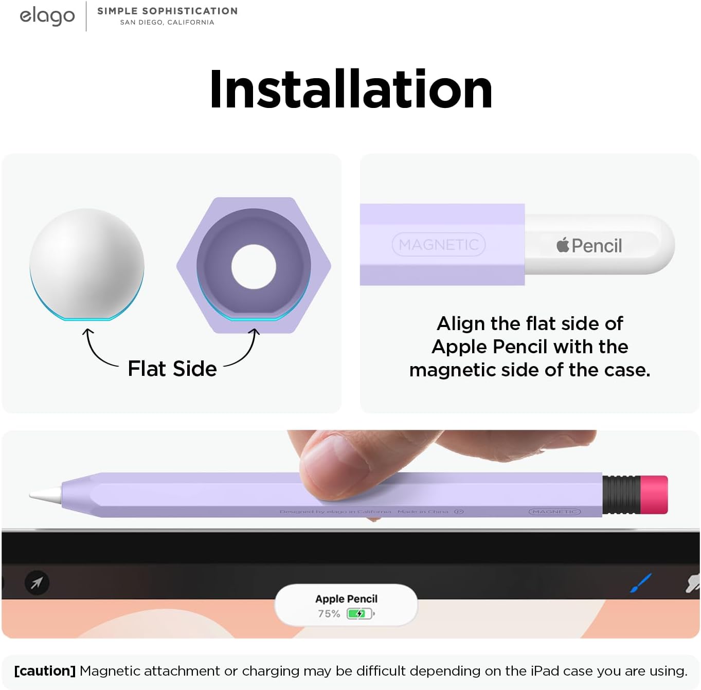 elago Compatible with Apple Pencil Pro Case & Apple Pencil 2nd Generation Case, Compatible with Magnetic Charging, Double Tap, Squeeze, Haptic (Must Read Installation Instructions) [Lovely Pink]