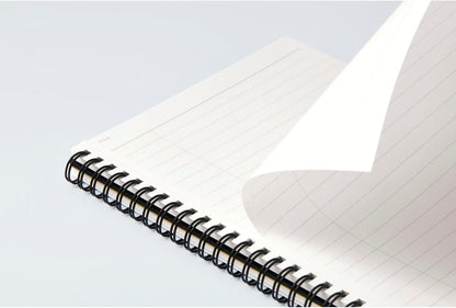Maruman Mnemosyne Lined Notebook- Vertical A5, 5.83" x 8.27", 70 Sheets / 140 Pages, 7mm College Ruled With Center Line Journal, Perforated Pages & Wire-Bound to Lay Flat, Black, Made in Japan - Colors A