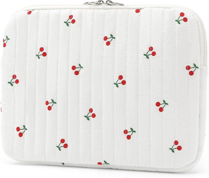 Puffy Laptop Sleeve 13 Inch Cute Quilted Laptop Protective Case Padded Floral Computer Sleeve for MacBook (A-Blue, 13 Inch)