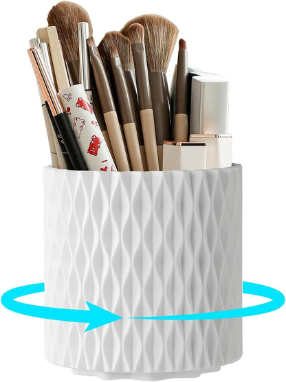 Makeup Brush Holder Organizer, 360° Rotating 5-Slot Make up Brushes Cup for Cosmetic, Lipstick, Hair Brush Holder - Spinning Vanity Countertop Caddy for Bathroom, Dorm & Office, Black