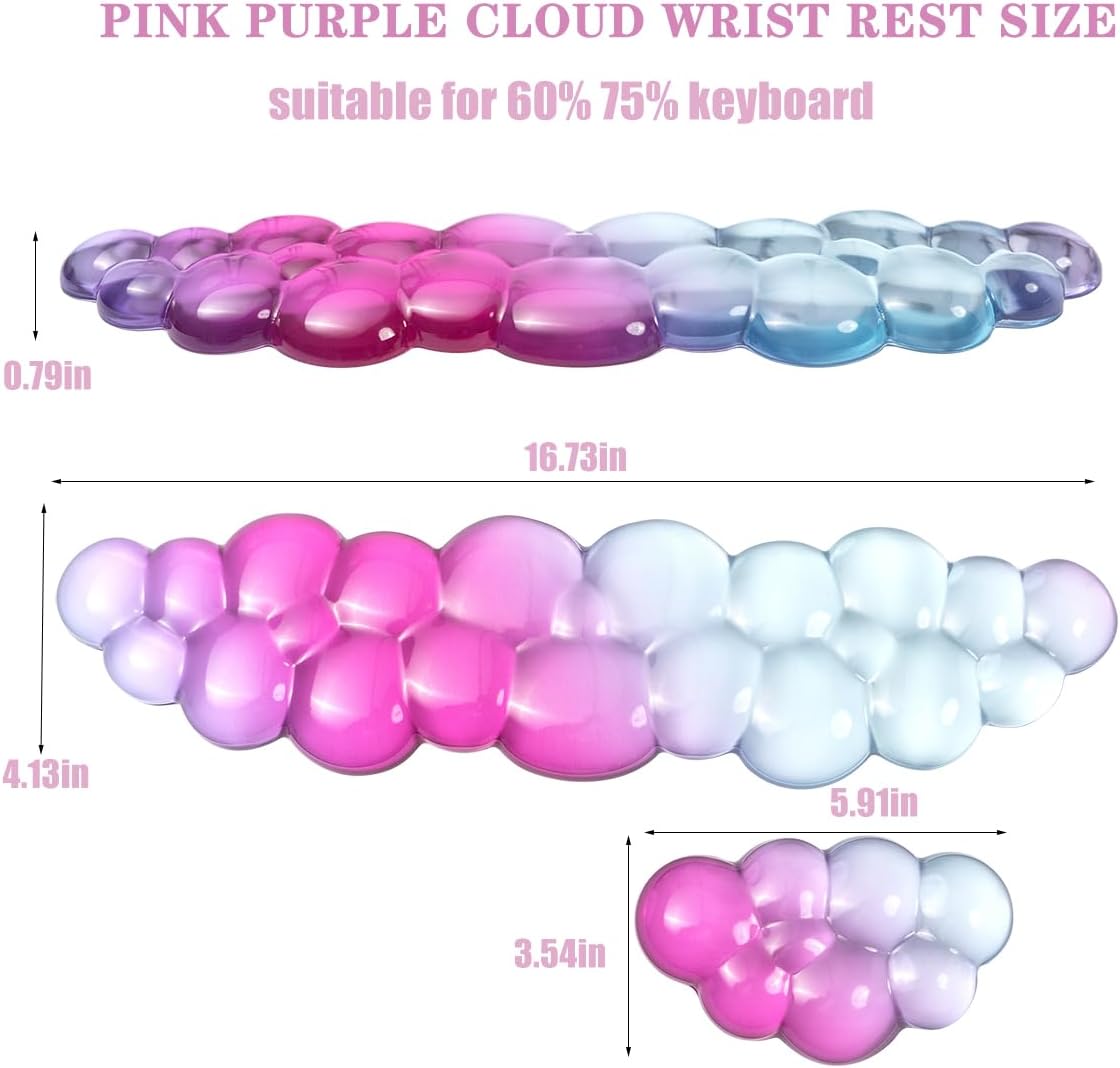 Clear Gel Wrist Rest for Keyboard and Mouse, Green Silicone Mouse Wrist Rest Set, Cute Ergonomic Wrist Rest for Keyboard 60%/75%(Green)