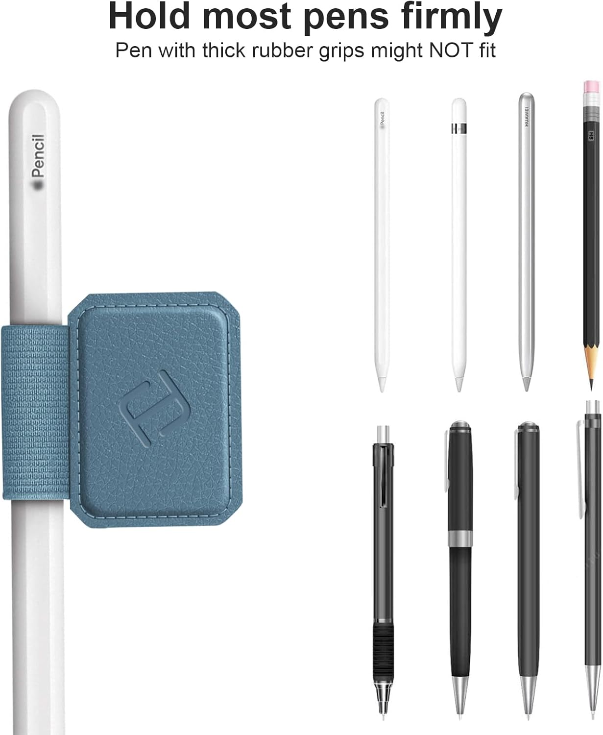 Fintie 4 Pack Pen Loop Holder for Apple Pencil Pro, Apple Pencil (USB-C / 1st / 2nd Generation) and Stylus Pens, Elastic Adhesive Leather Sleeve Attached to Cases, Black