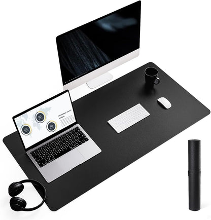 YSAGi Non-Slip Leather Desk Pad, Waterproof Laptop Computer Desk Keyboard Mat, Table Protector Blotter Mat, Large Mouse Pad for Office/Work/Home/Decor(Black, 31.5" x 15.7")