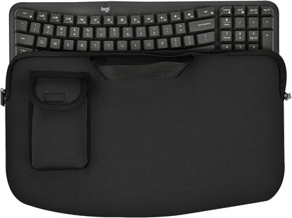 Portable Keyboard Travel Bag Shockproof Waterproof Dustproof Protective Neoprene Sleeve Compatible with Logitech Wave Keys Wavy Keyboard MK670 /Wireless Ergonomic Keyboards Mouse Combo (Black)