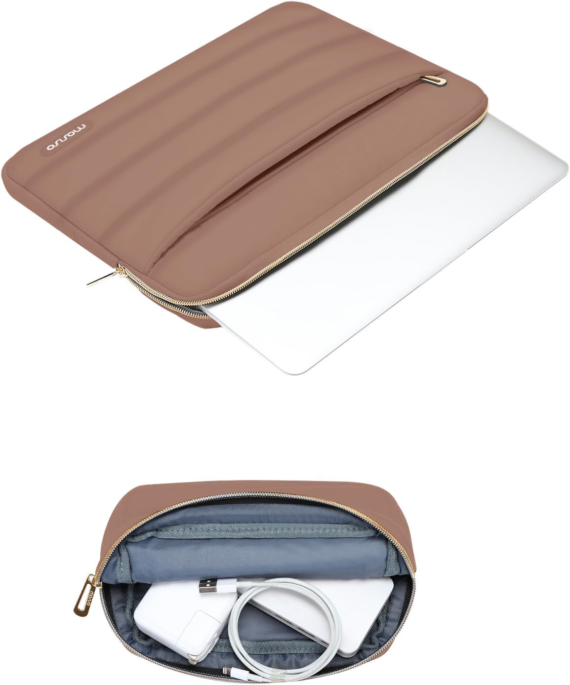 MOSISO Laptop Case 13.3 inch,13-13.3 inch Puffy Laptop Sleeve Compatible with MacBook Neo/Air 13.6 M5 M4 M3 M2 M1/Pro 13/14,HP Dell ASUS Lenovo,Polyester Horizontal Bag with Small Case, Sand