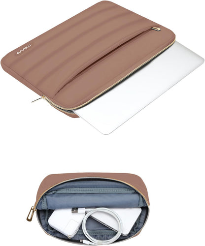 MOSISO Laptop Case 13.3 inch,13-13.3 inch Puffy Laptop Sleeve Compatible with MacBook Neo/Air 13.6 M5 M4 M3 M2 M1/Pro 13/14,HP Dell ASUS Lenovo,Polyester Horizontal Bag with Small Case, Sand