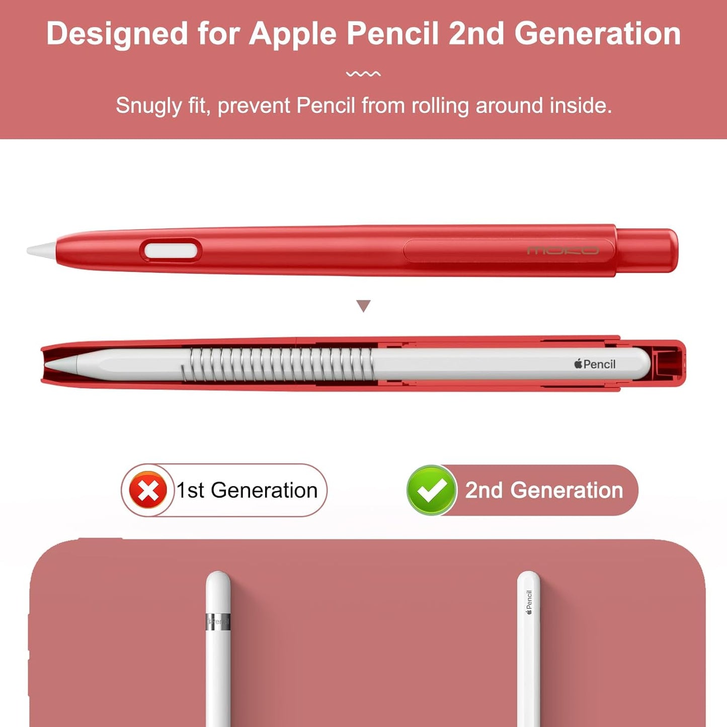 MoKo Holder Case Compatible with Apple Pencil 2nd Generation, Retractable Protective Apple Pencil Cover with Sturdy Clip, Hard PC Apple Pencil Case, Support Double-Tap, Dark Purple