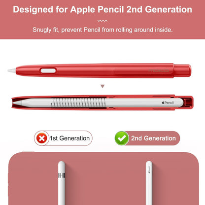 MoKo Holder Case Compatible with Apple Pencil 2nd Generation, Retractable Protective Apple Pencil Cover with Sturdy Clip, Hard PC Apple Pencil Case, Support Double-Tap, Dark Purple