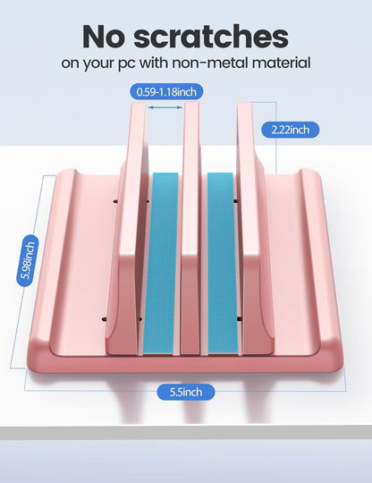 Vaydeer Vertical Laptop Stand for Desk,Dual Slots Plastic Laptop Holder with Space Saving 4-in-1 Design,Adjustable Laptop Organizer Storage Supports for MacBook,Mac,HP,Dell,Microsoft Surface,Lenovo