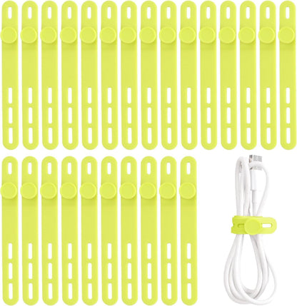 Oligei 25 Pcs Silicone Cable Ties, Cable Ties Reusable, High Elasticity Cord Wraps for Electrical Cords, Cord Organizer for Earphone, Phone Charger(Black)