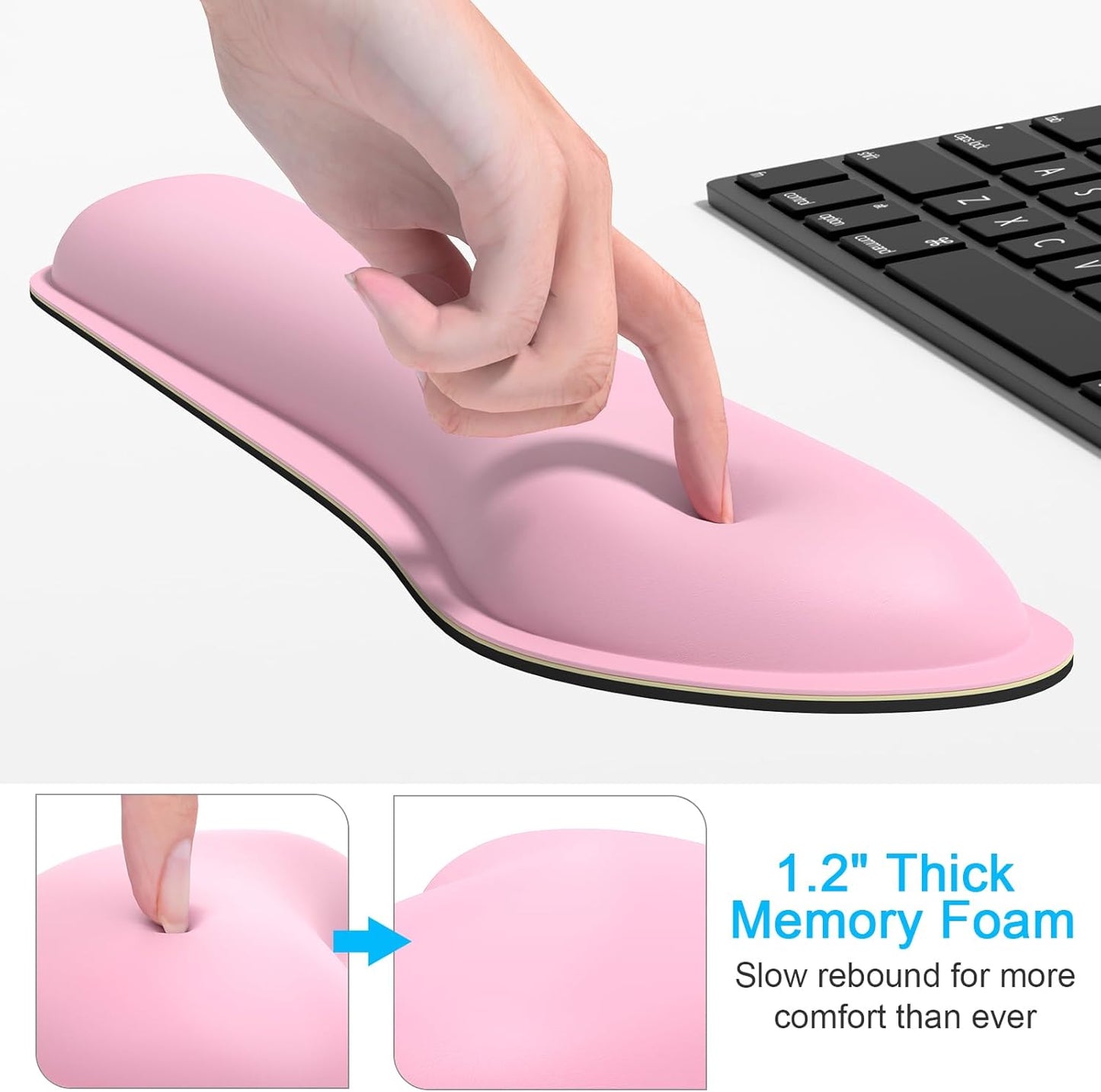 Dapesuom Mouse Wrist Rest, Ergonomic Memory Foam Mouse Wrist for Computer Desk Mats Support, PU Leather Hand Rest Pad Cushion for Gaming, Laptop, Men, Women, Pain Relief & Easy Typing, Black