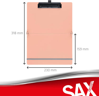 Sax Folding Clipboard Blueberry Clipboard A4 to A5 Portrait and Landscape Format Ideal for Travel and Business Holds 30 Sheets Includes Elastic Closure Band and Pen Loop Durable & Shockproof