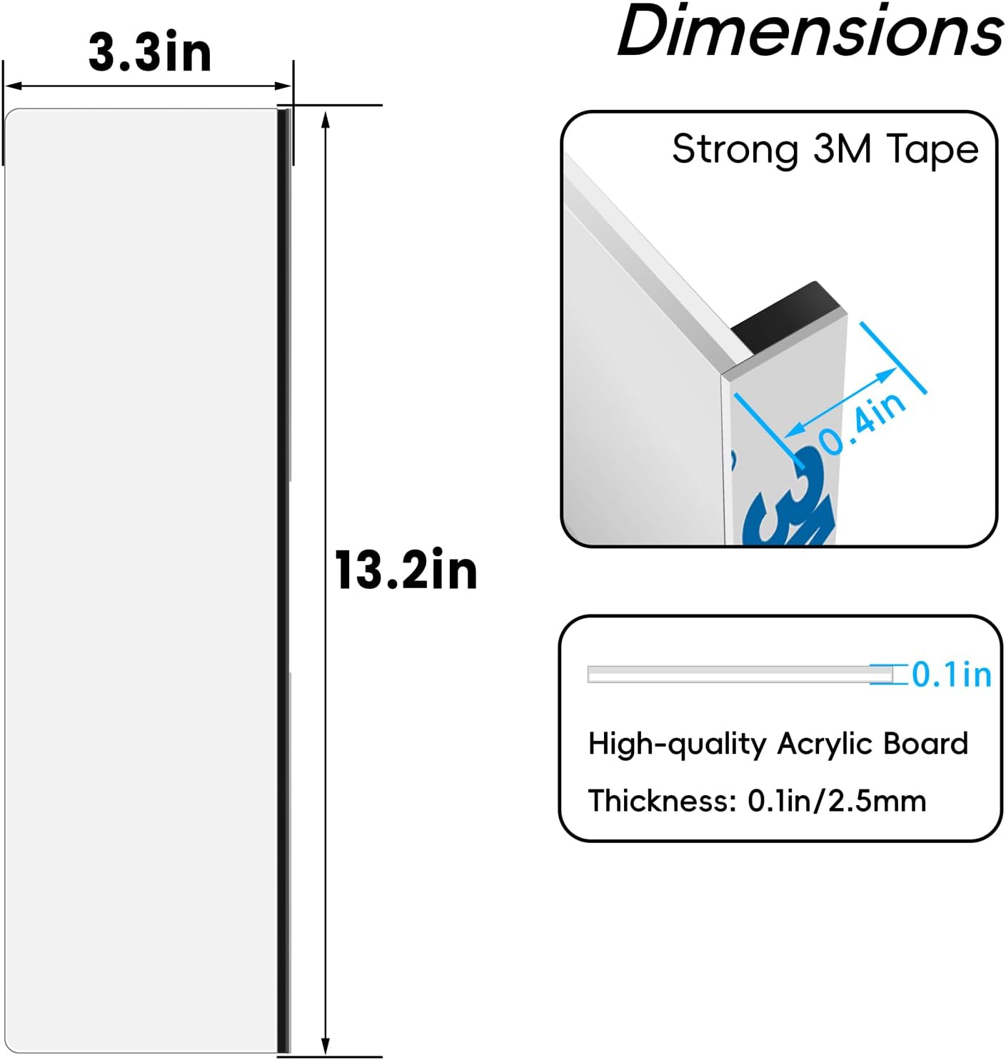 Crpich Large Transparent Memo Board – 13.2" x 3.3", 1 Pack Clear Acrylic Monitor Side Panel with 3M Adhesive, Sticky Note Holder for Office Desk