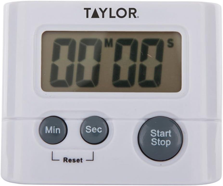 Taylor Digital Timer with 99 Minute 59 Second Display, Easy to Use, White Compact Design for Kitchen Cooking, Baking, and Timing Needs