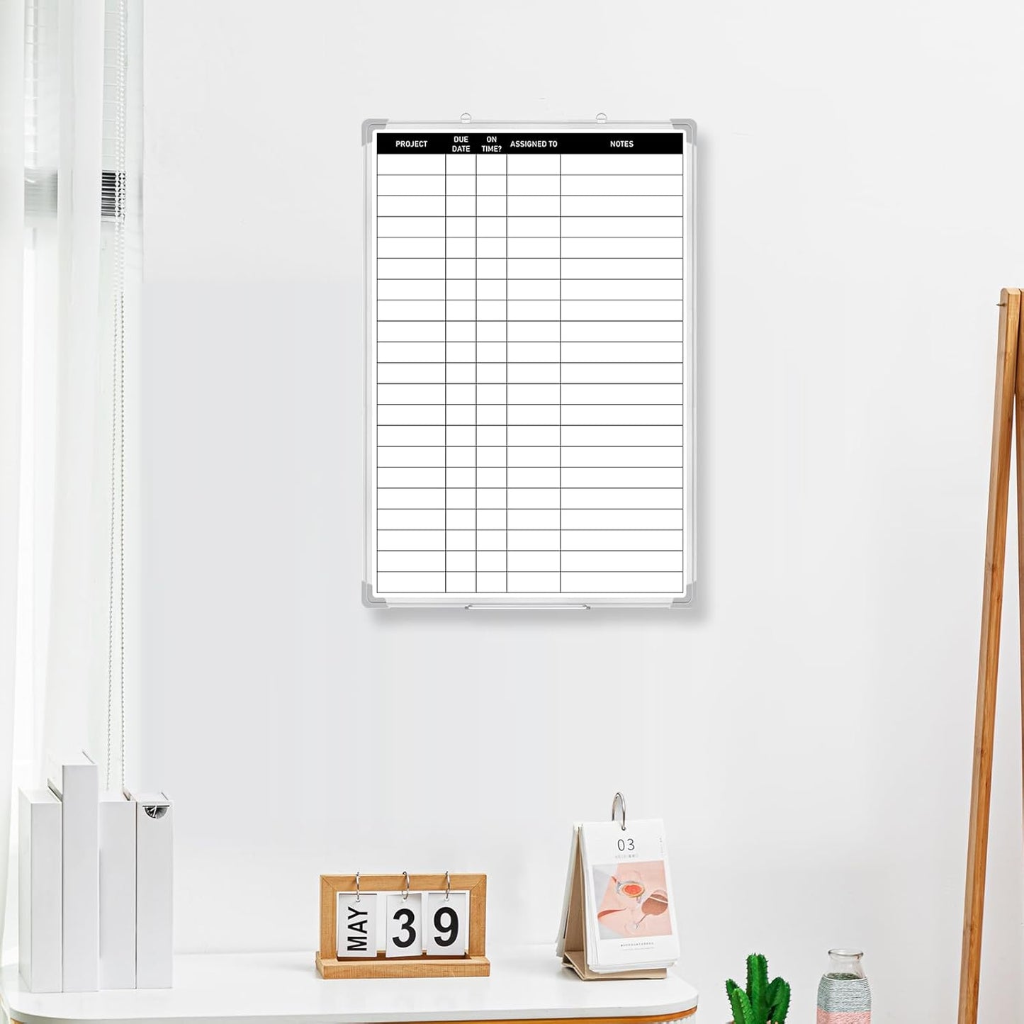 Lincia Aluminum Frame Dry Erase Board with Lines, Double Sided Wall-Mounted Whiteboard for Scheduling, to Do Lists & Weekly Planning, Reusable Calendar for Home & Work(Project Planning Board,24"x18")