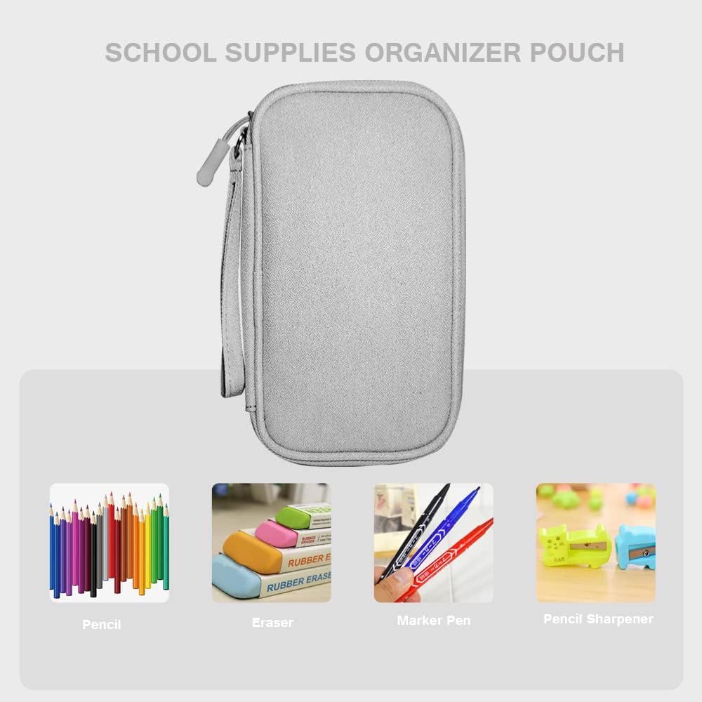 Electronics Organizer Bag Pouch Cable Charger Organizer Travel Shockproof Cord Carrying Case for Earphone Powerbank USB Hard Drive SD Card (Black)