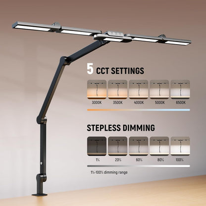NEEWER Entry Level Version 32" LED Light with Clamp for Desk Home Office Dorm Designer Drafting, 20W Dual Computer Monitor Architect Lamp Bar, Flexible Overhead 2200lux/Remote/5 Modes CRI80+, N21