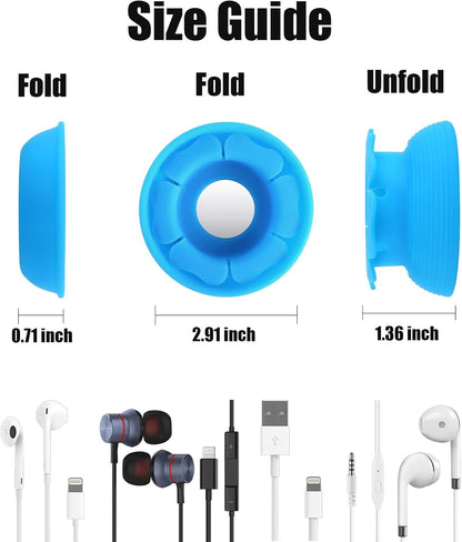 MAIRUI Wired Earbud Case Earphone Headphone Cord Organizer Earbuds Wrap Soft Silicone Magnetic Holder Storage Tangle Free Cable Winder(Red)