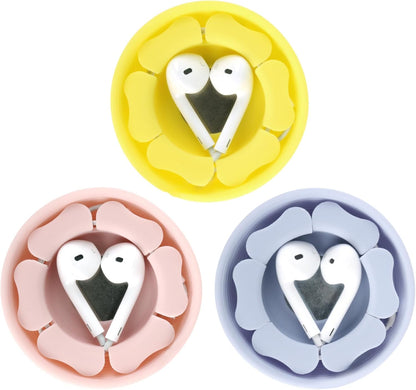 MAIRUI Wired Earbud Case 3 Pack Earphone Headphone Cord Organizer Earbuds Wrap Soft Silicone Magnetic Holder Storage Tangle Free Cable Winder(Red/Blue/Green)