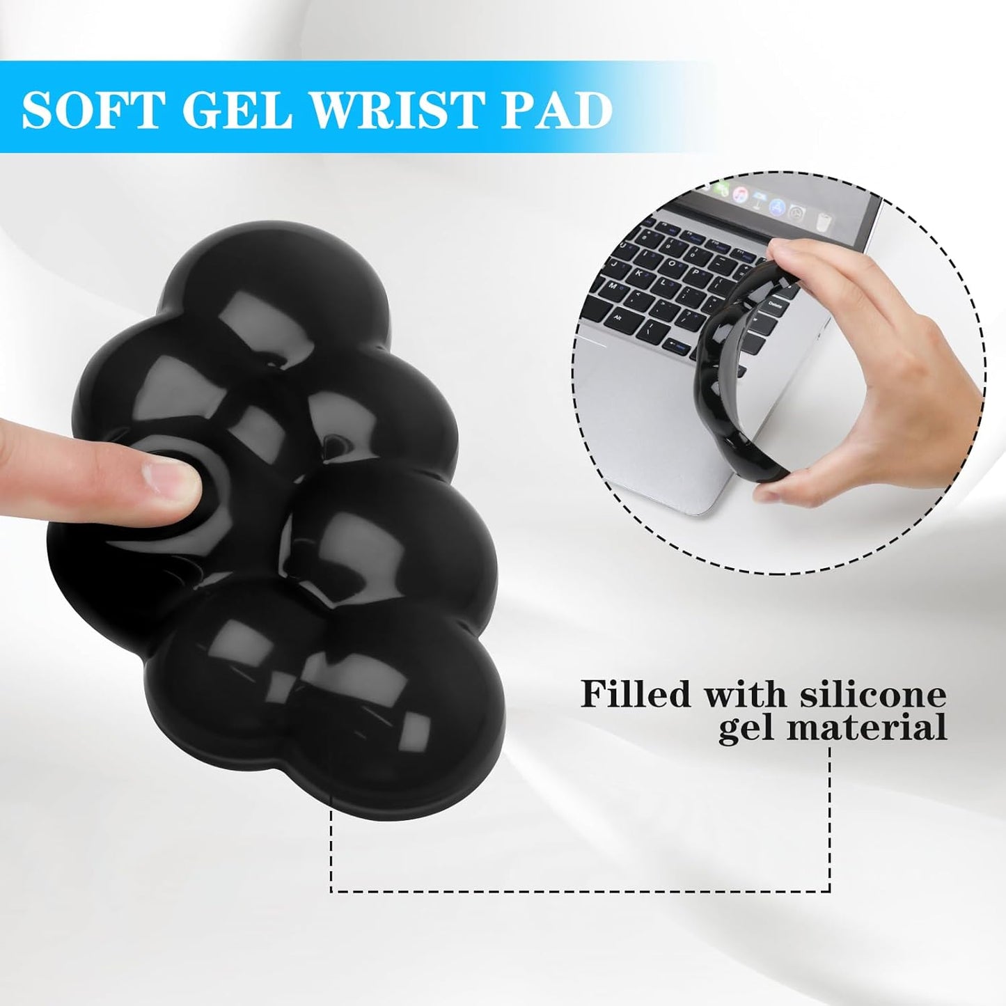 Gel Cloud Keyboard and Mouse Wrist Rest, Cute Wrist Support and Arm Support Keyboard Rest for Keyboard and Mouse Typing Pain Relief，Suitable for Office/Computer/Laptop/Gaming（White）