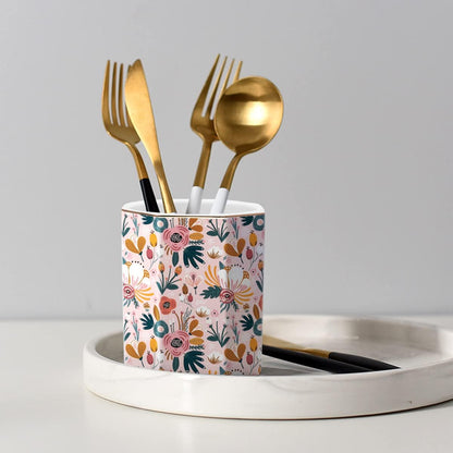 Pen Holder, Pencil Holder for Desk, Marble Desk Organizer Cute, Durable Ceramic Pencil Cup, Decorative Makeup Brush Holder Cup, Stationery Holder for Office, Home, Gray Marble