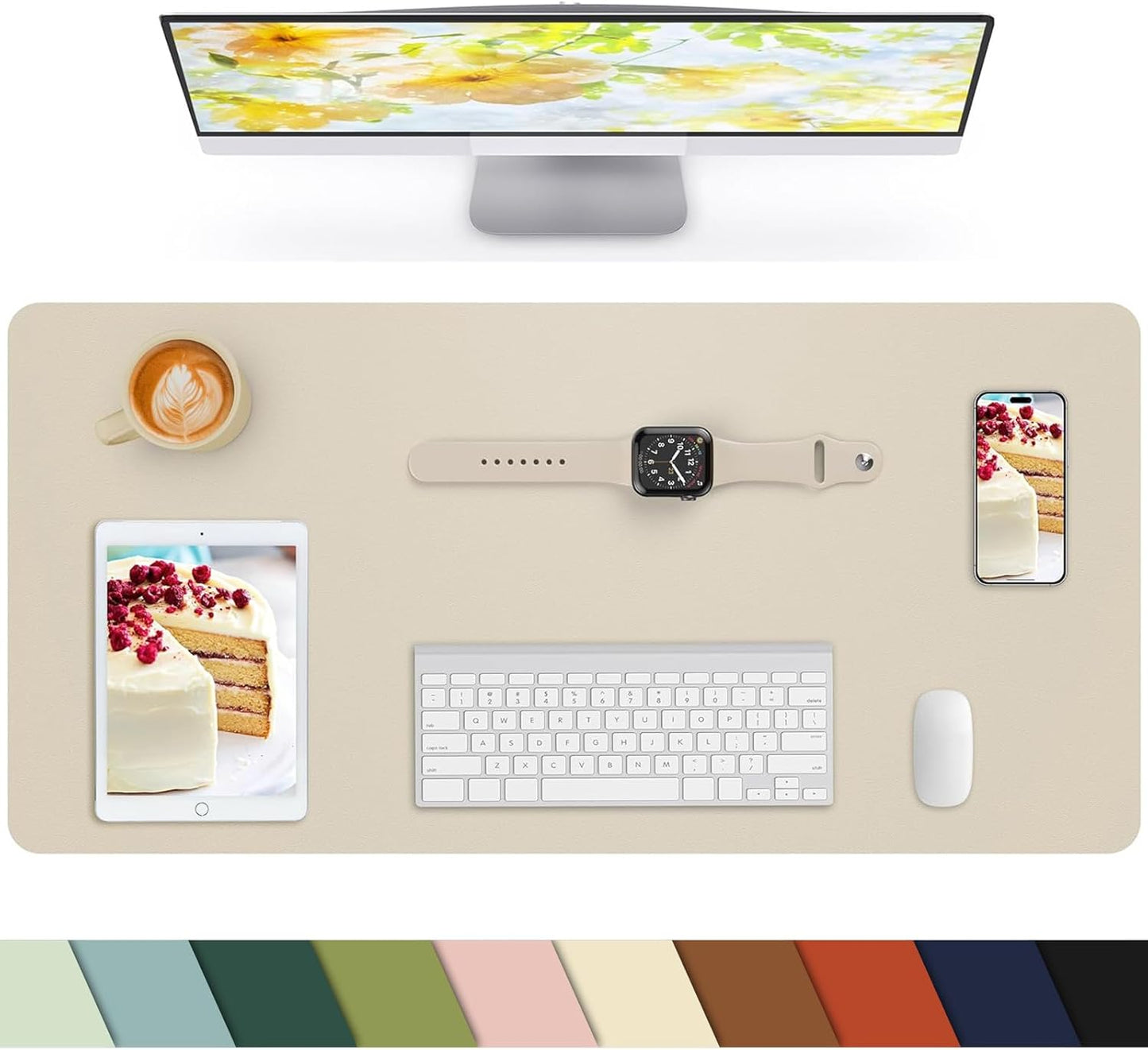 Leather Desk Pad Protector, Office Desk Mat, Large Mouse Pad, Non-Slip PU Leather Desk Blotter, Laptop Desk Pad Desk Accessories for Office and Home (Black, 40" x 17")