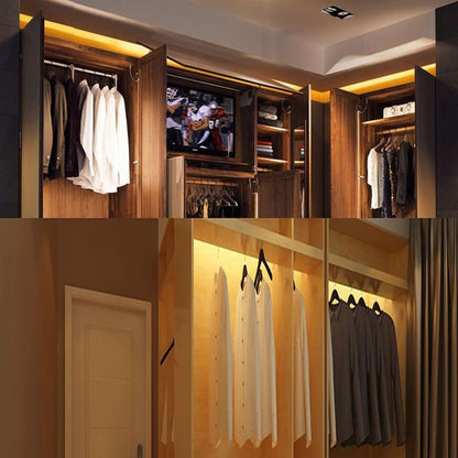 Motion Sensor Light Indoor, Closet Lights Motion Sensored, Battery Operated Cabinet Lights Strip, White Under Cabinet Lighting, Under Counter Lights for Kitchen, Led Strip Lights for Bedroom
