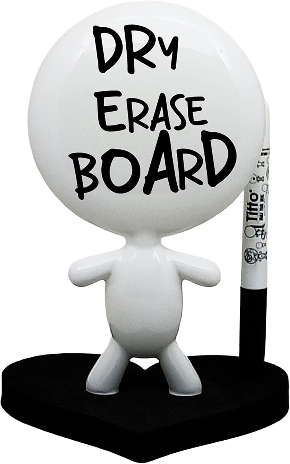 Dry Erase Board - TITTO in Love, Draw Your Ideas - Ceramic Doll - Black Office Design Desk - Coworkers Office Home Gift (Black)