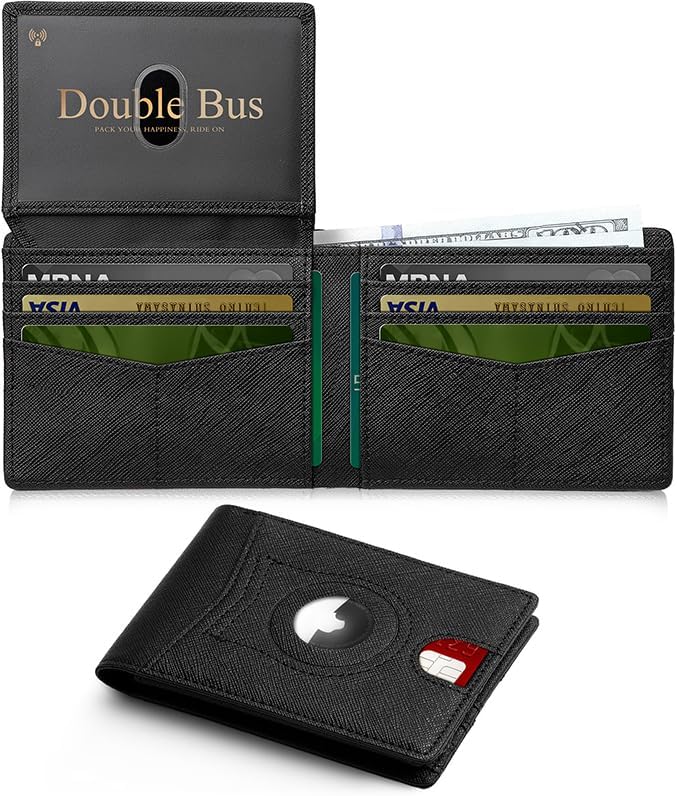 Wallet for Men Slim RFID Blocking Bifold Carbon Fiber,Minimalist Small Compact Front Pocket Credit Card Holder,Thin Mens Leather Wallets Smart Security With 2 ID Windows 1 Cash,Birthday Gifts for Men
