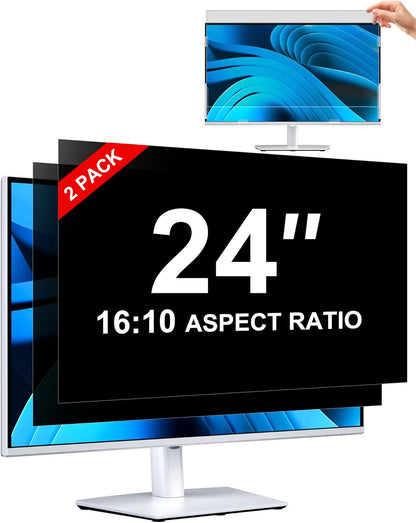 [2-Pack] Privacy Screen For Computer Monitor, 27-Inch 16:9 Aspect Ratio; Anti Spy/Bule Light/Glare And Eye Protection, 2 Install Ways Removable For Office, Airport, Cafe And Other Public Area; Diagonal 27 Inches, Width 23.53 Inches, Height 13.24 Inches