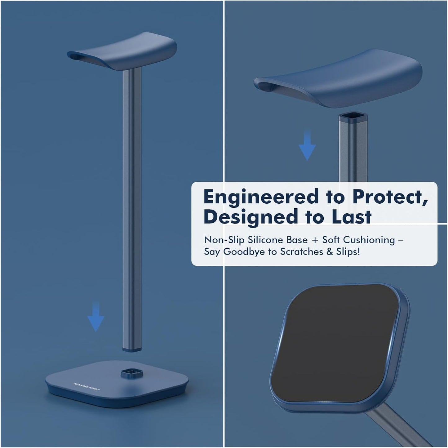 Headphone Stand, Desktop Headset Holder Heavy Base Desk Earphone Stand Aluminum Gaming Headset Hanger Rack Compatible with AirPods Max, AirPods Pro, Sony, Beats, Bose, Razer (White)