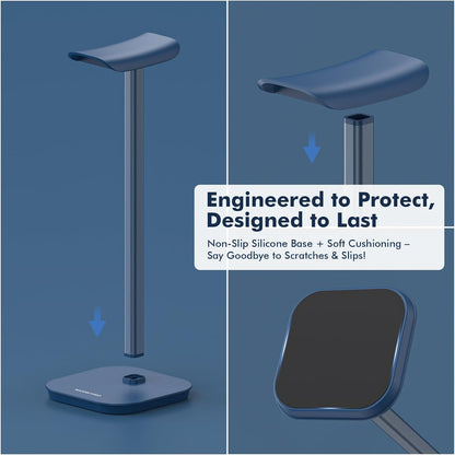 Headphone Stand, Desktop Headset Holder Heavy Base Desk Earphone Stand Aluminum Gaming Headset Hanger Rack Compatible with AirPods Max, AirPods Pro, Sony, Beats, Bose, Razer (White)