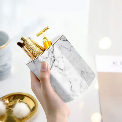 Pen Holder, Pencil Holder for Desk, Marble Desk Organizer Cute, Durable Ceramic Pencil Cup, Decorative Makeup Brush Holder Cup, Stationery Holder for Office, Home, Gray Marble