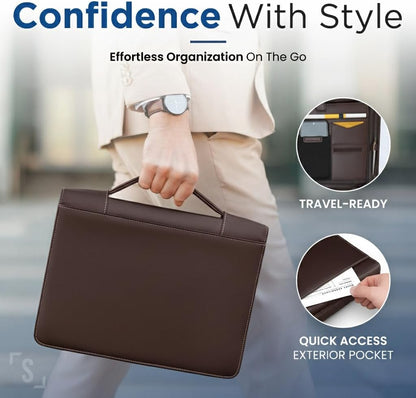 STYLIO Zipper Padfolio Portfolio Binder Organizer | Faux Leather Portfolio for Resume, Documents, Phone, Tablet, Business Supplies and Cards | Notebook Organizer with Letter Sized Notepad Included