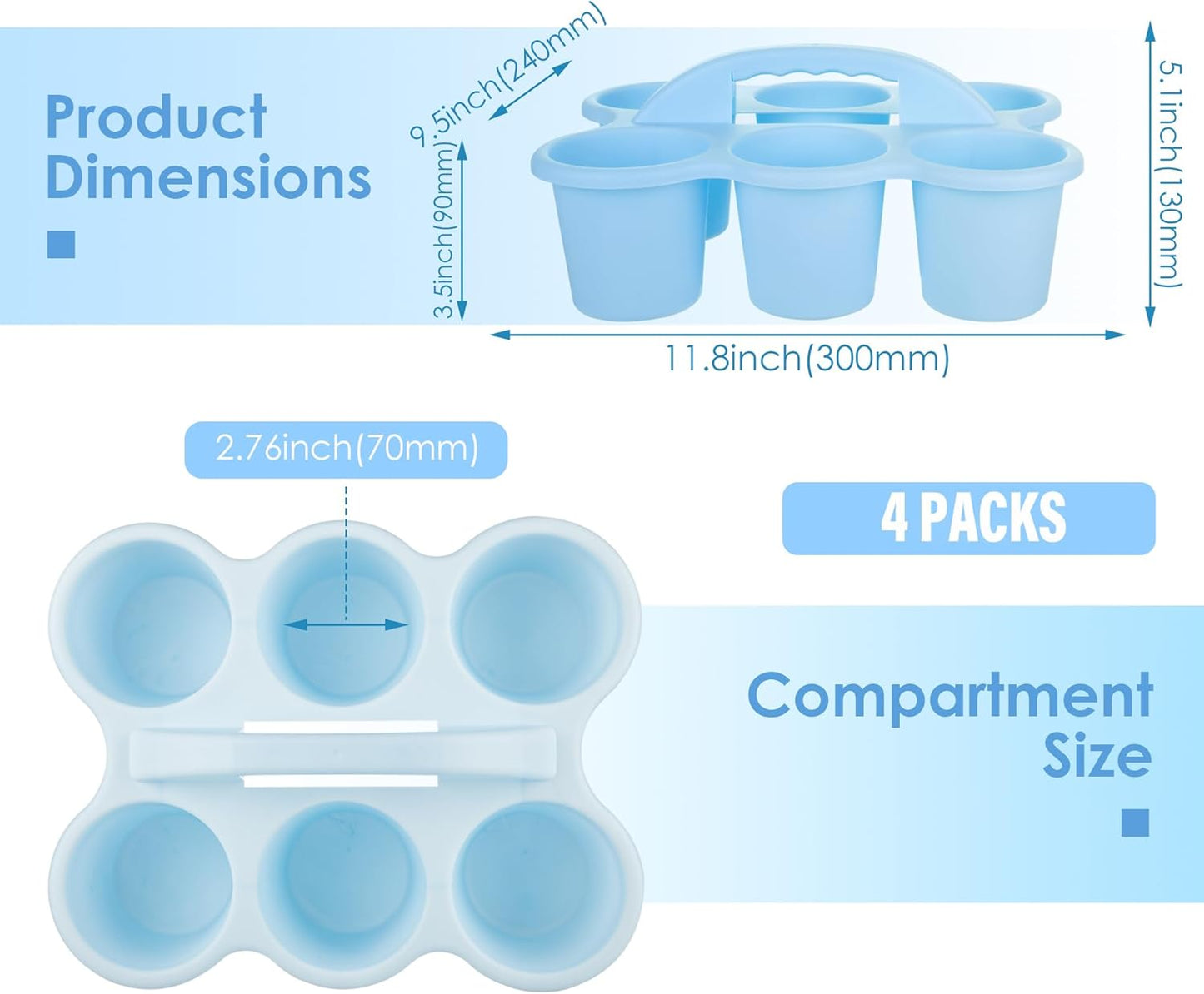 2 Pack Classroom Caddy For School,Kidsroom,Pencil Holder,Plastic Cup Caddy for Drink Delivery (Blue)