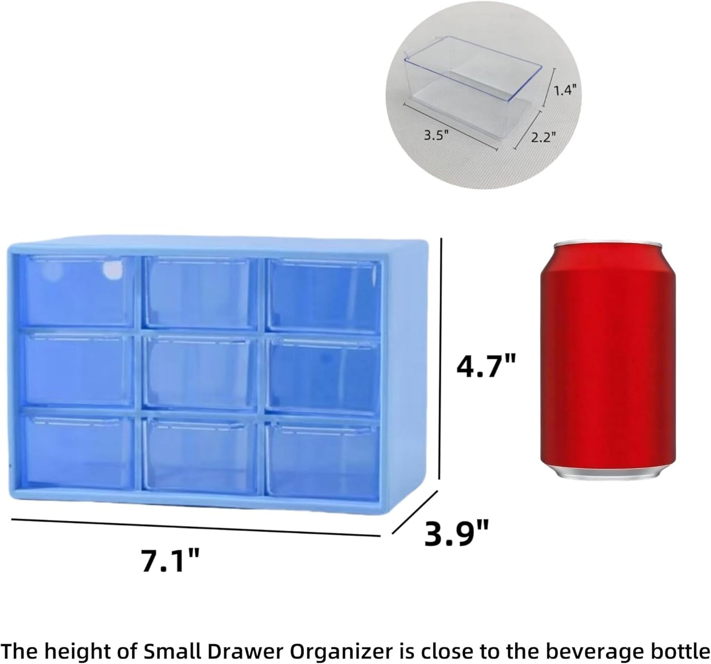 Feadily 2PCS Small Drawer Organizer for Desk, Desktop Drawer Organizer with 9 Clear Drawers, Plastic Desktop Storage Drawers 7.1 Inch x 3 .9 Inch x 4.7 Inch, White