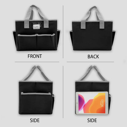 Cupohus Art Organizer Craft Storage Tote Bag with Pockets and Hadles, Oxford Fabric Carrying Caddy for Teacher, Officer, Artist, Traveler, and more – Pink