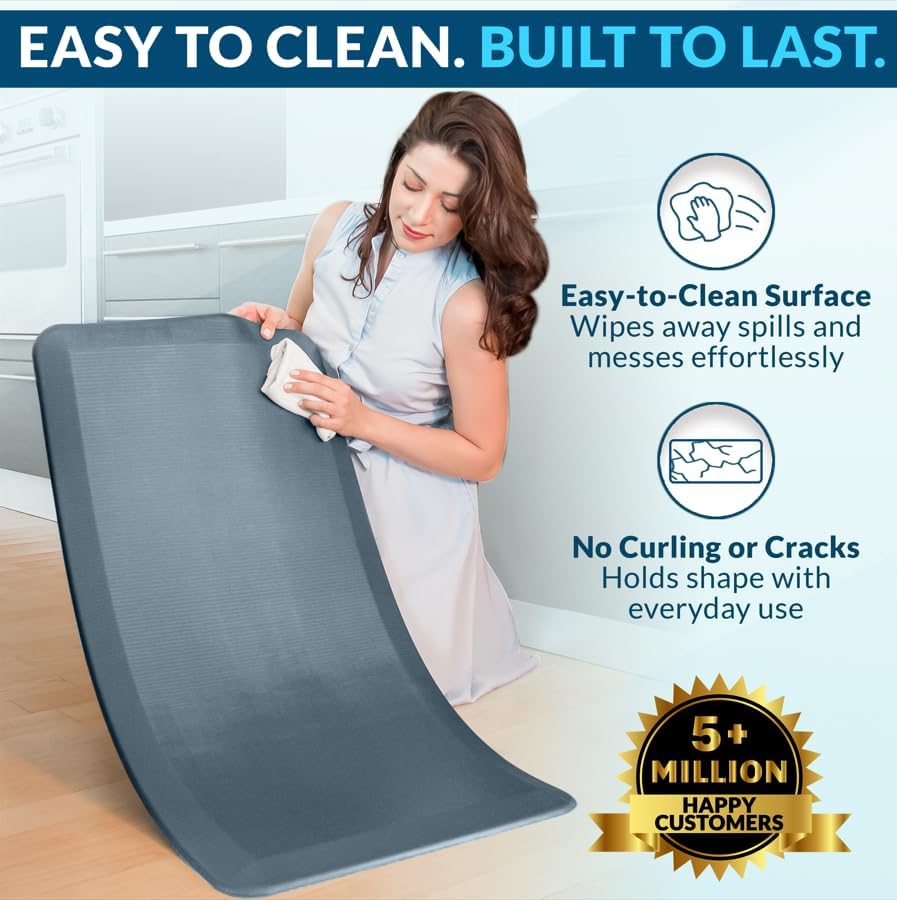 ComfiLife Anti Fatigue Floor Mat – 3/4 Inch Thick Kitchen Mats for Floor, Standing Desk Mat, Kitchen Rug – Comfort at Home, Office – Durable – Stain Resistant – Non-Slip Bottom (20" x 32", Black)