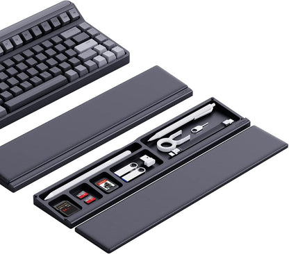 Hagibis Keyboard Wrist Rest Pad Support with Desktop Partition Storage Case, Ergonomic Soft Memory Foam, Anti-Slip Rubber Base for Computer Keyboard, Laptop, Office, Home (Black)