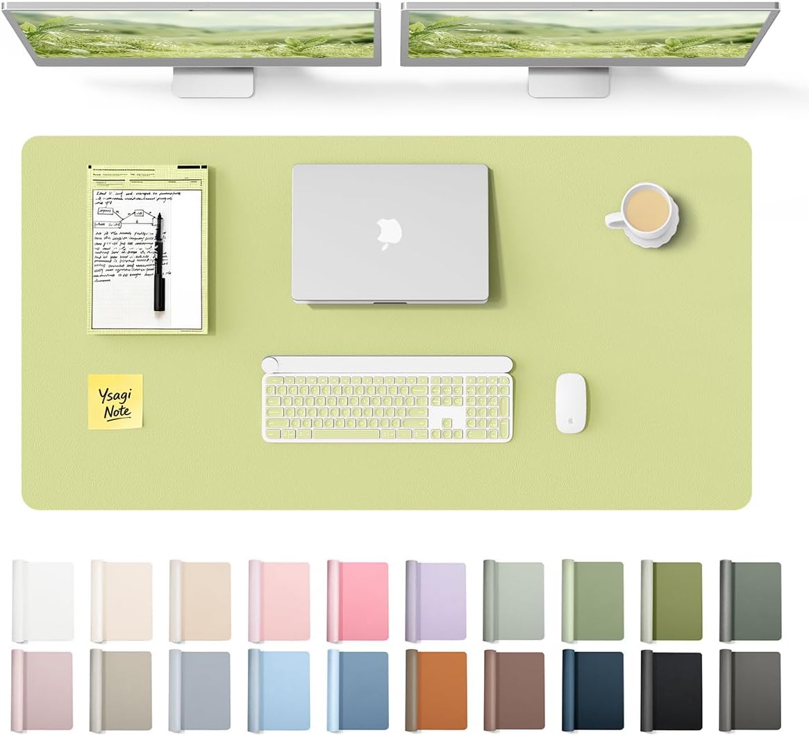 YSAGi Large Extended PU Leather Desk Pad Protector – Non-Slip Waterproof Desk Mat for Office & Home, Easy Clean Mouse Pad & Laptop Writing Blotter 35.4"x17" Black - Colors B