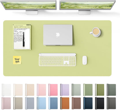 YSAGi Large Extended PU Leather Desk Pad Protector – Non-Slip Waterproof Desk Mat for Office & Home, Easy Clean Mouse Pad & Laptop Writing Blotter 35.4"x17" Black - Colors B