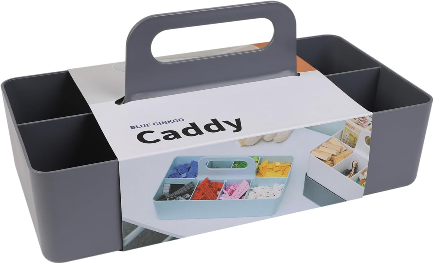 BLUE GINKGO Stackable Organizer Caddy – Korean-Made Portable Tote for Bathroom, Office, Crafts, or School Supplies (Rectangle, White)