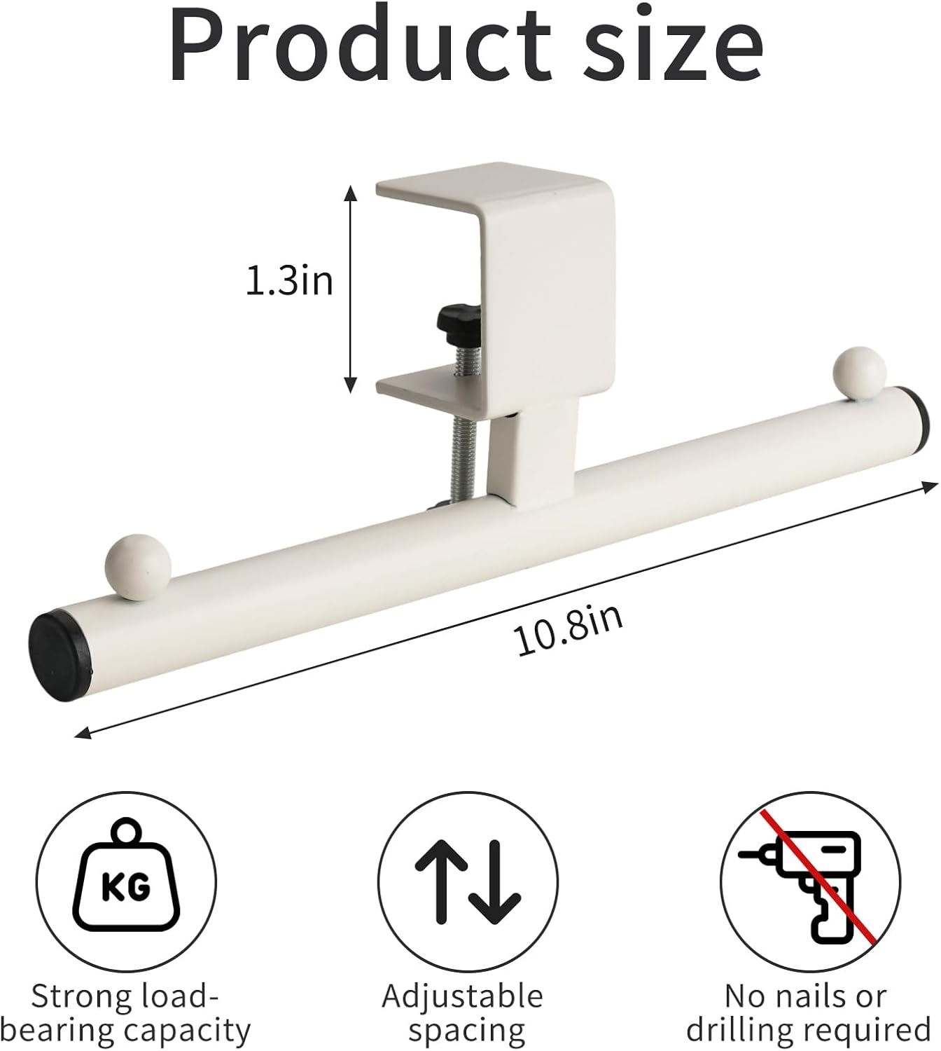 Plus tard Backpack Hanger for Table, Adjustable Clamp-On White Organizer for Office, Classroom, Dorm, Under Table Storage Stand Up Holder with Easy Installation