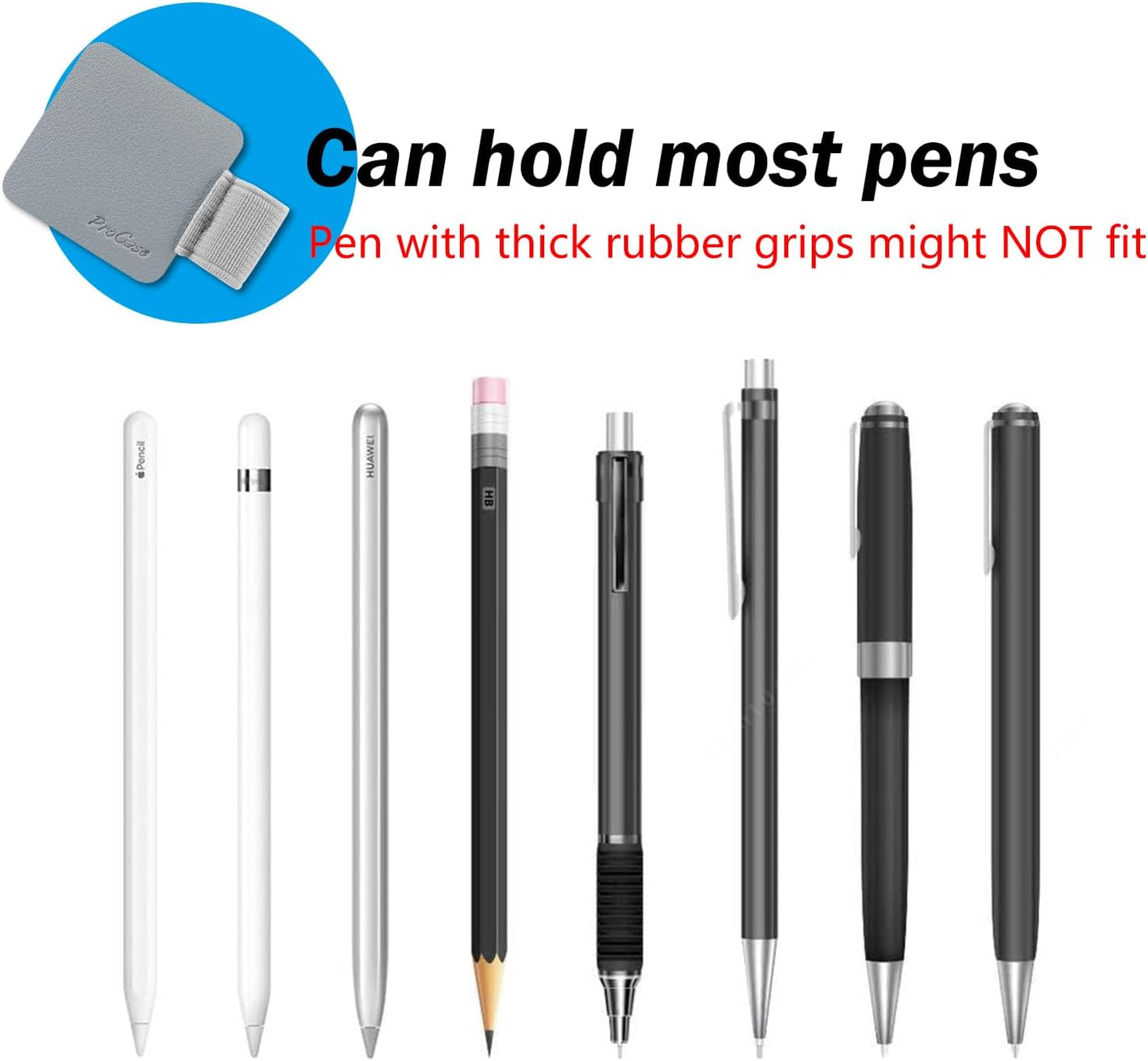 ProCase (5 Pack) Pen Loop Holder for Notebooks Journals Planners Tablet Case, Self Adhesive Leather Pencil Holder with Elastic Loop for Pens, Apple Pencil, Stylus Pen -Black