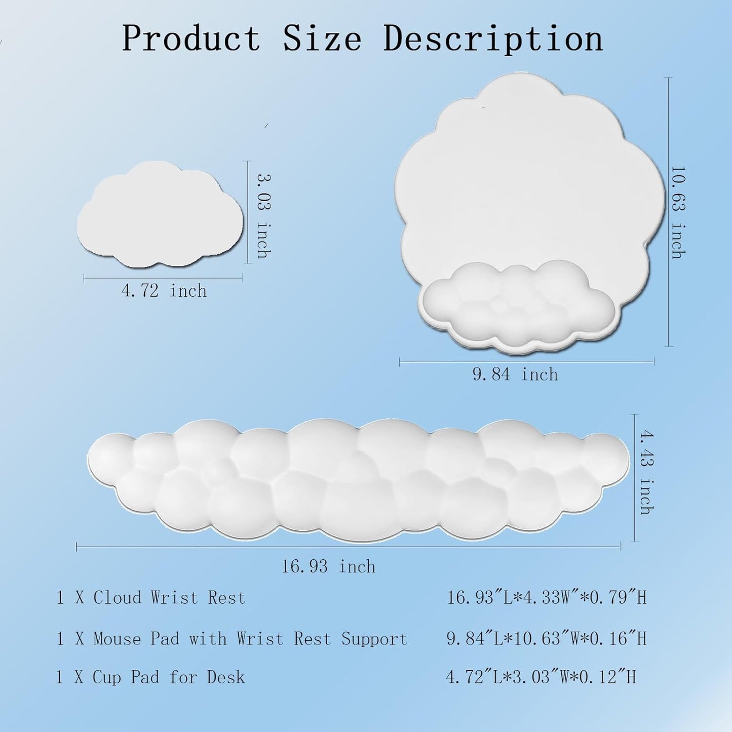 Cloud Keyboard Wrist Rest Dark Green Mouse Pad with Wrist Rest Ergonomic Wrist Pad Memory Foam Non-Slip Wrist Support for Computer Laptop Gaming Home Office Relief Typing Pain Green
